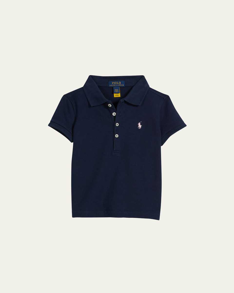 Girl's Logo Embroidered Short-Sleeve Polo Shirt, Size 2-